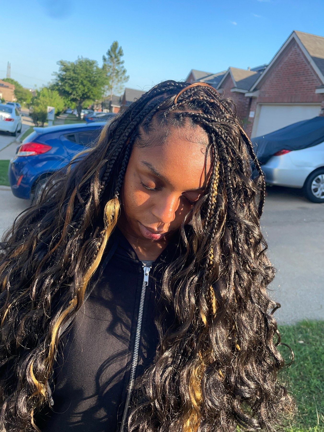 Smedium French curls boho styled by DBraidingLab